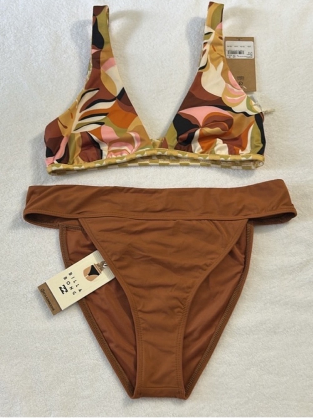 Billabong Large Bikini Return to Paradise Ava Tank AND Aruba golden brown NWT